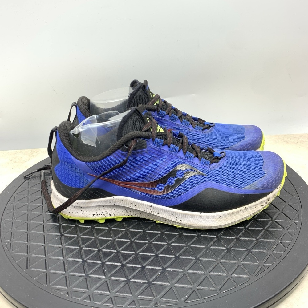 Saucony Peregrine 12 Sneakers Men Size 7.5 Shoes Blue Black Mesh Trail Running